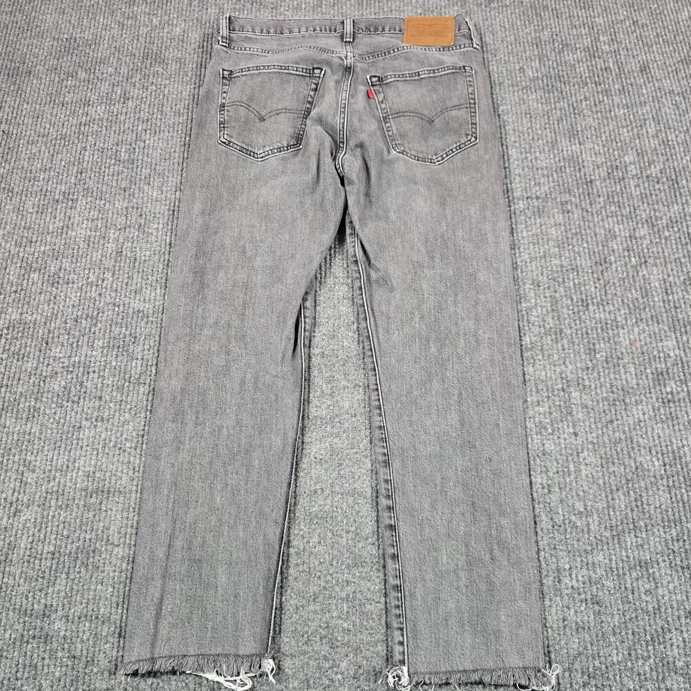 Levi's Premium 512 Jeans Mens 33x32 Charcoal Slim Straight Distressed Raw Hem